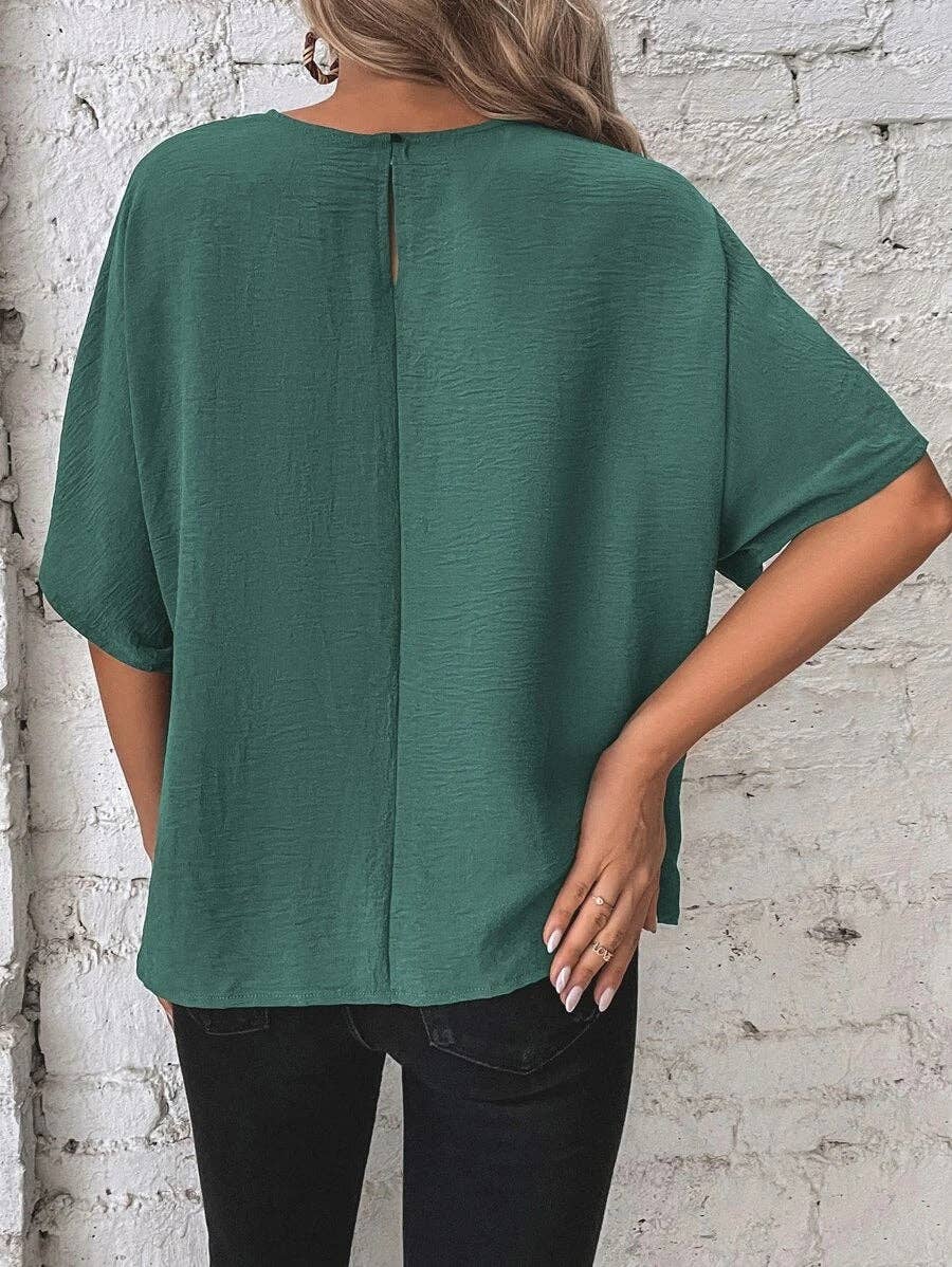 Casual Round Neck Knot Waist Tunic T-Shirt