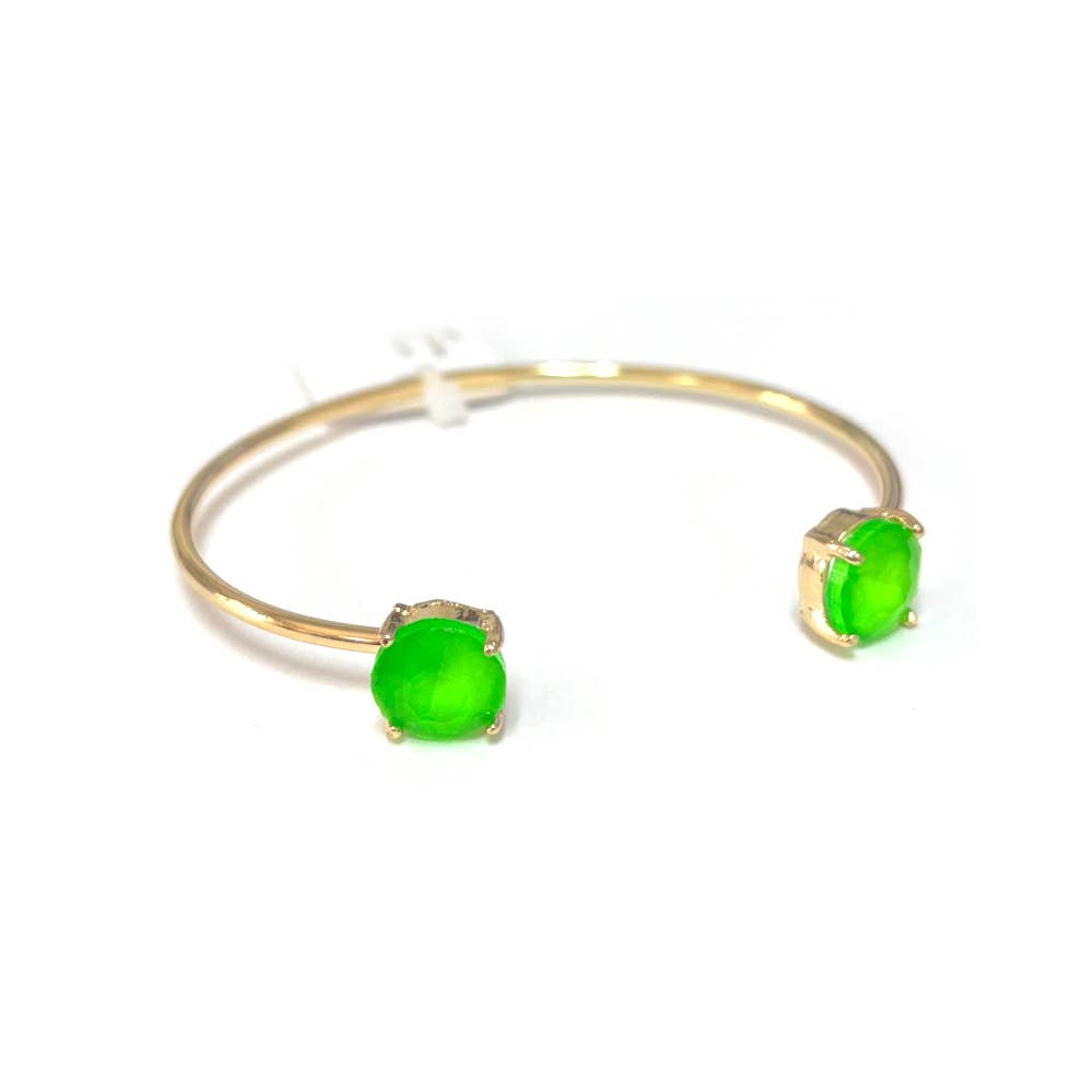 Cuff Wire Bangle for Women and Girls w/ Glass Stone Accent