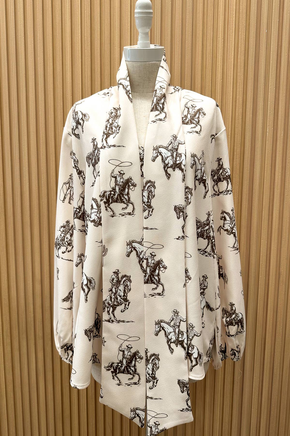 T1629-5302-Western Sheriff Cowboy Print Blouse