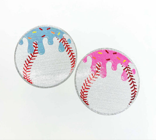 Baseball Drip Ice Cream Ball Sequin Patch - Large