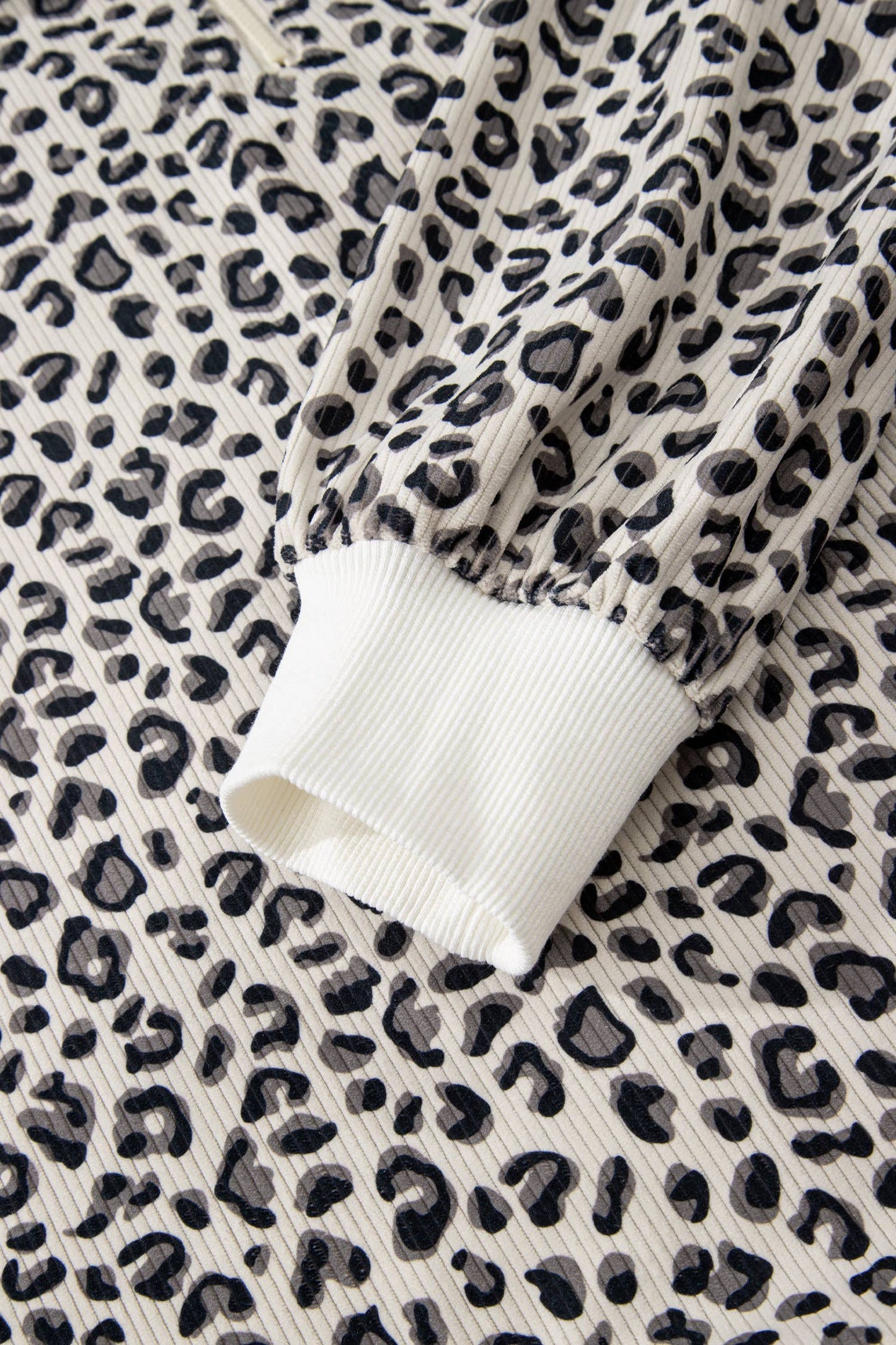 Western apparel Leopard Quarter Zip Corduroy Sweatshirt