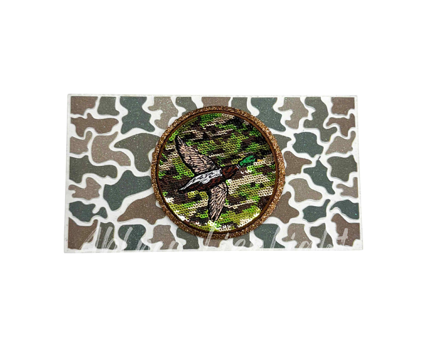 Camo Glitter HTV Trucker Hat Background Transfer