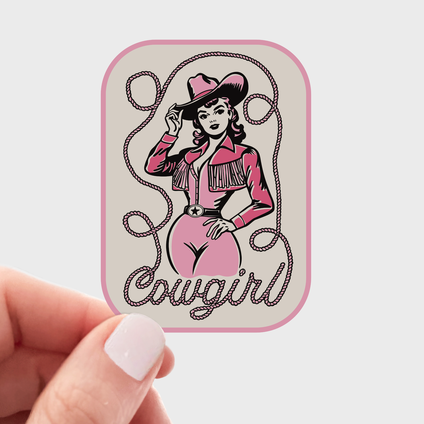 Cowgirl Sticker - west, girl, pink, coquette, western