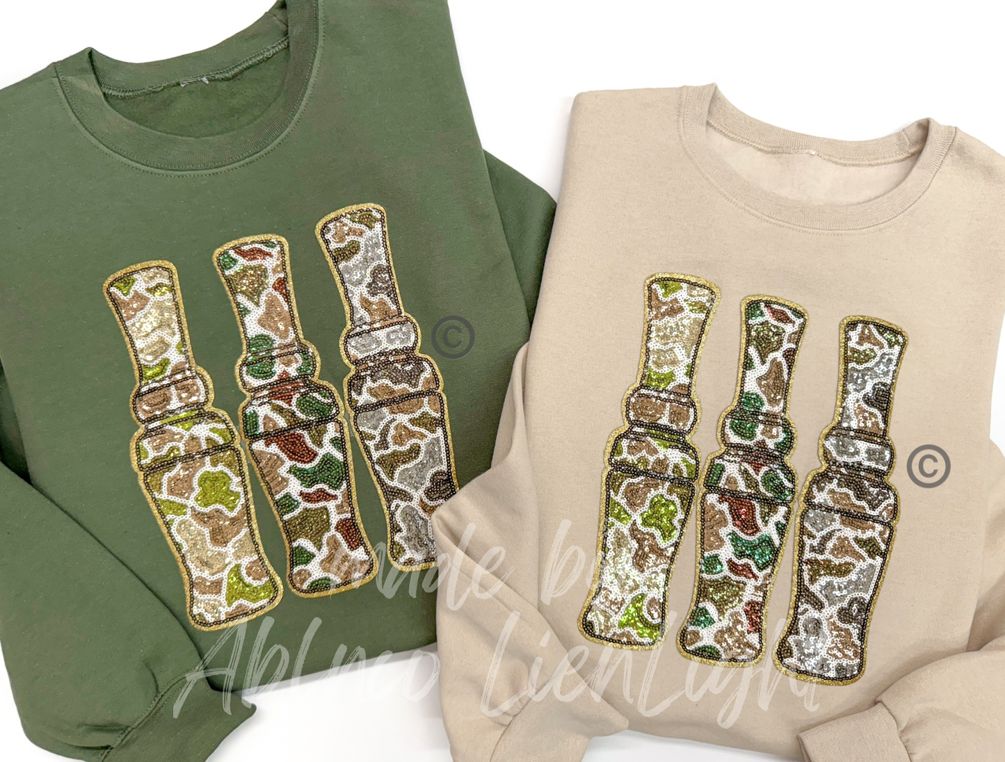 Camo Duck Call Hunting Sequins Patch Sweatshirt