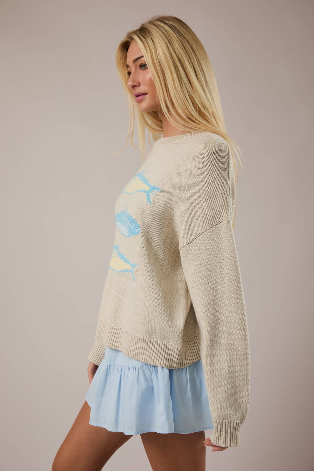 ROUND NECK 3 SARDINES SWEATER TOP