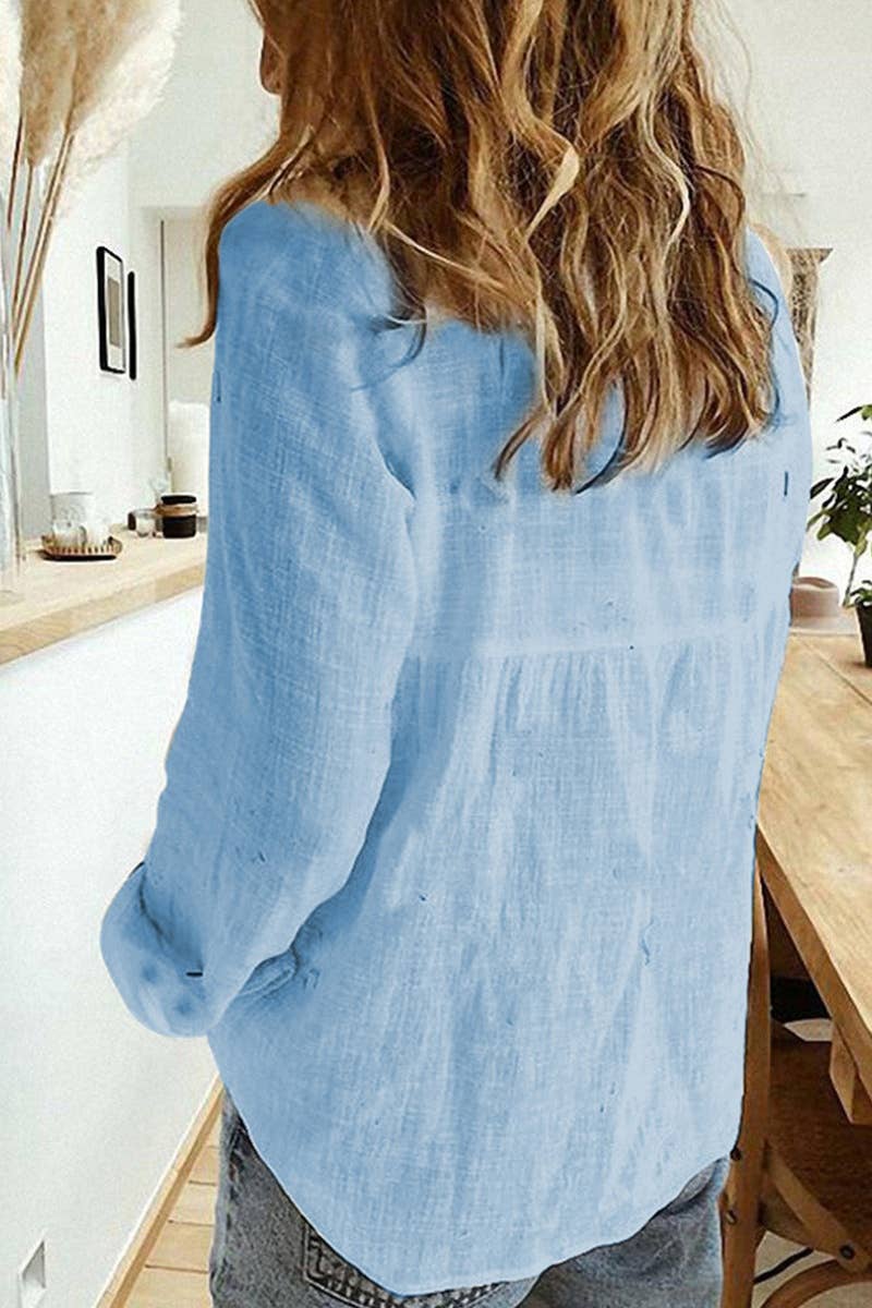 CWTSTL1282_FALL LONG-SLEEVED LAPEL BUTTON-DOWN BLOUSE