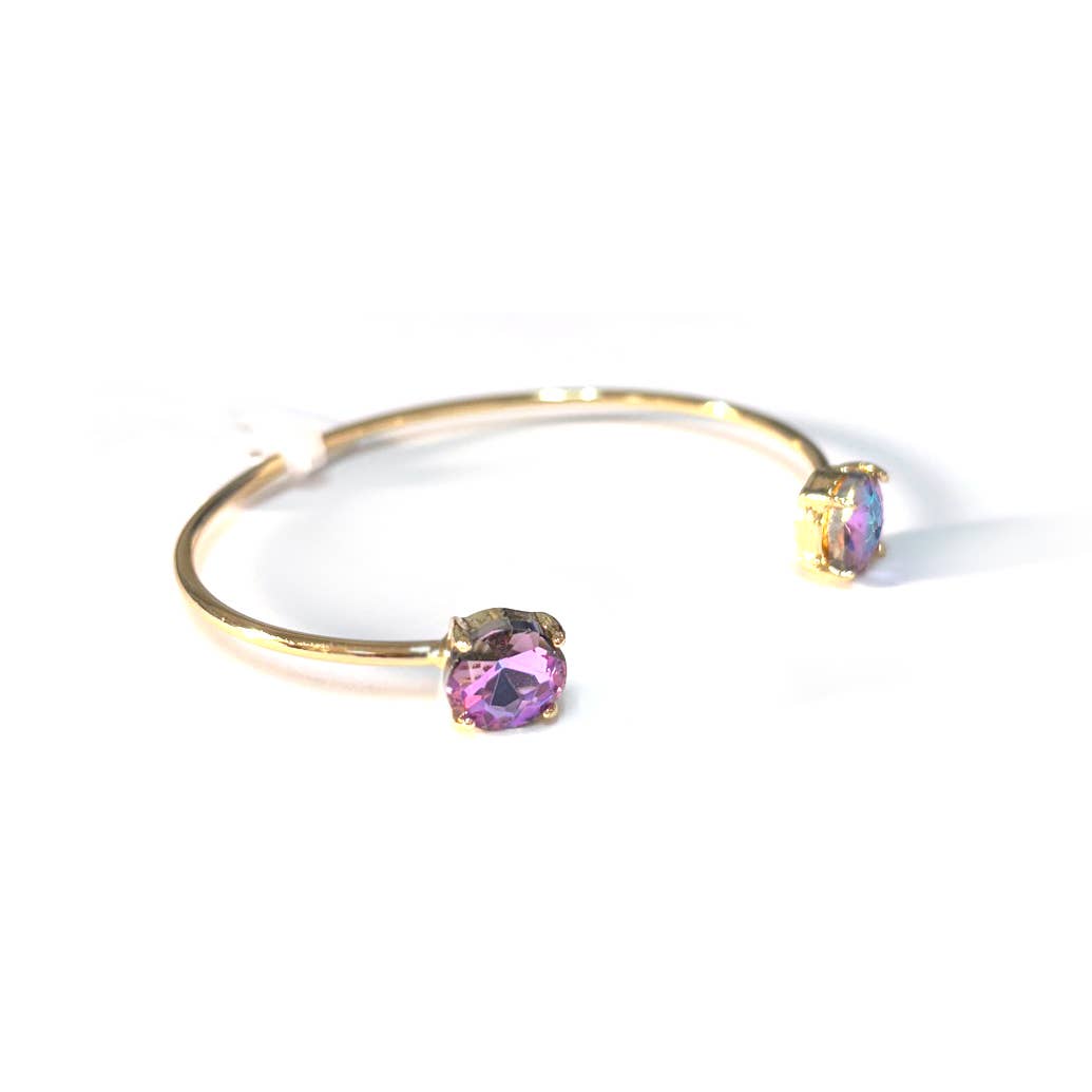 Cuff Wire Bangle for Women and Girls w/ Glass Stone Accent