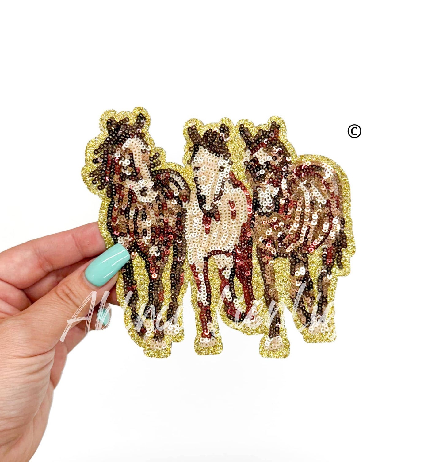 Horses Farm Animal Sequin Patch - Small 