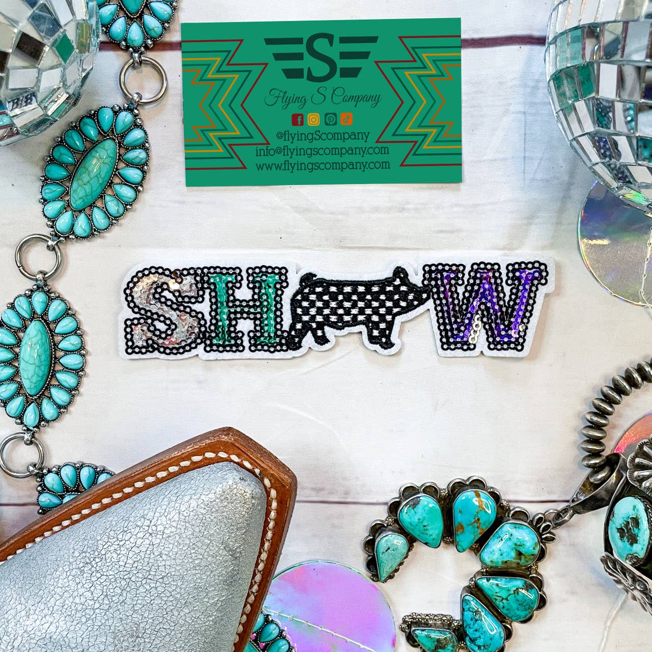 Show Pig Check Sequin Patch (Patch ONLY)