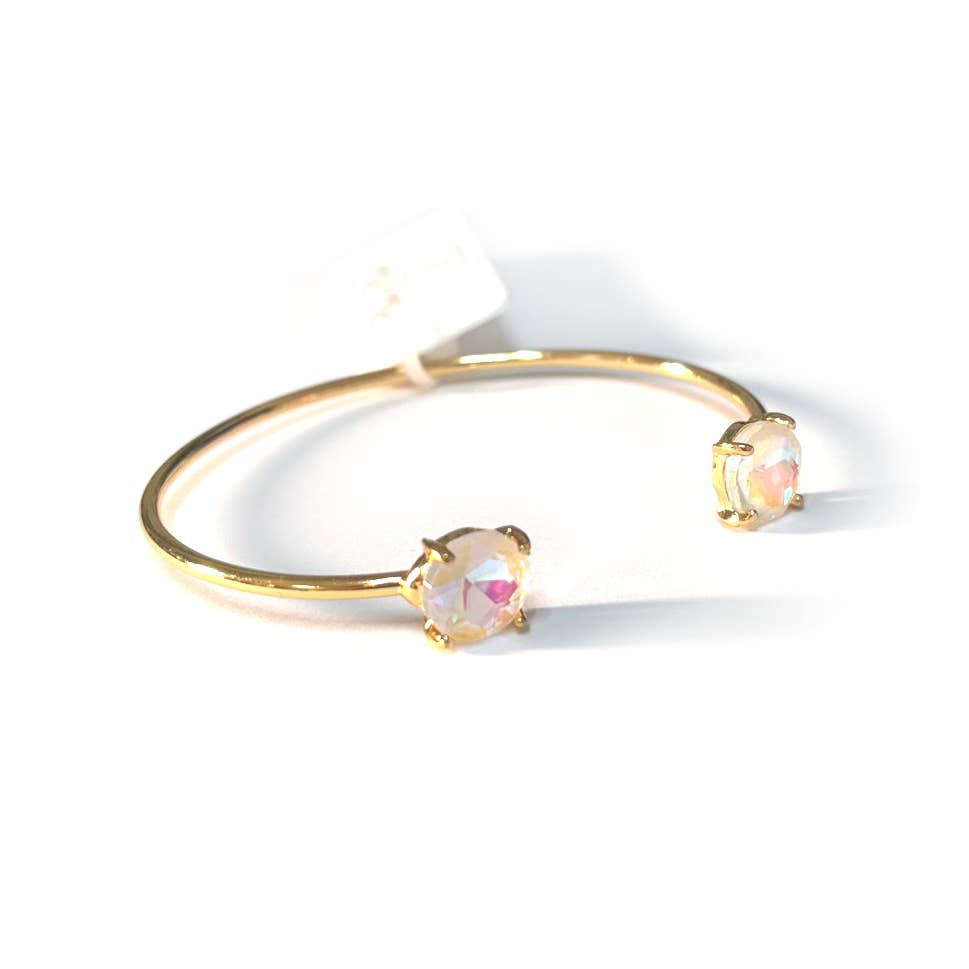 Cuff Wire Bangle for Women and Girls w/ Glass Stone Accent