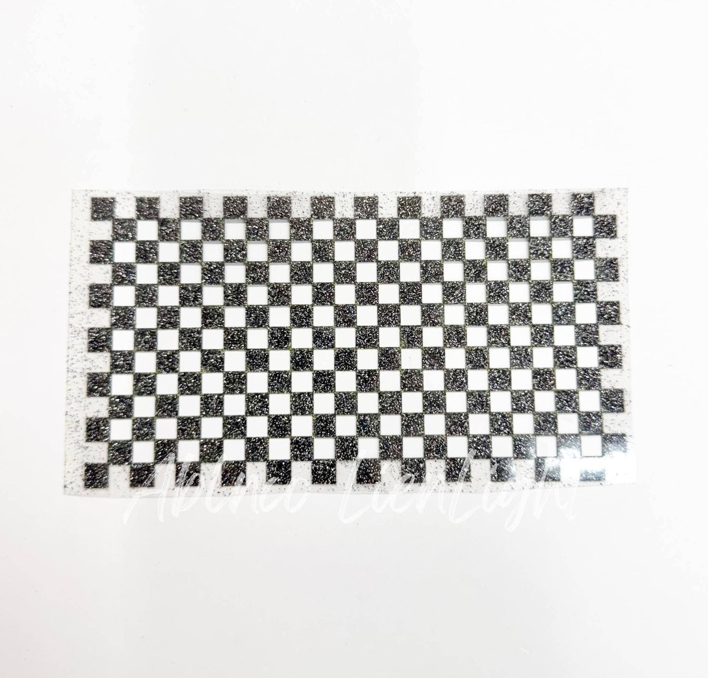 Checkered HTV Glitter Trucker Hat Background Transfer