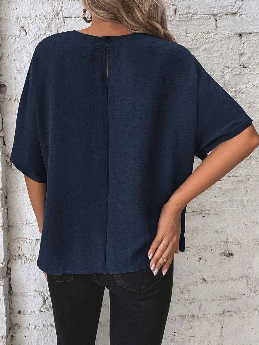 Casual Round Neck Knot Waist Tunic T-Shirt